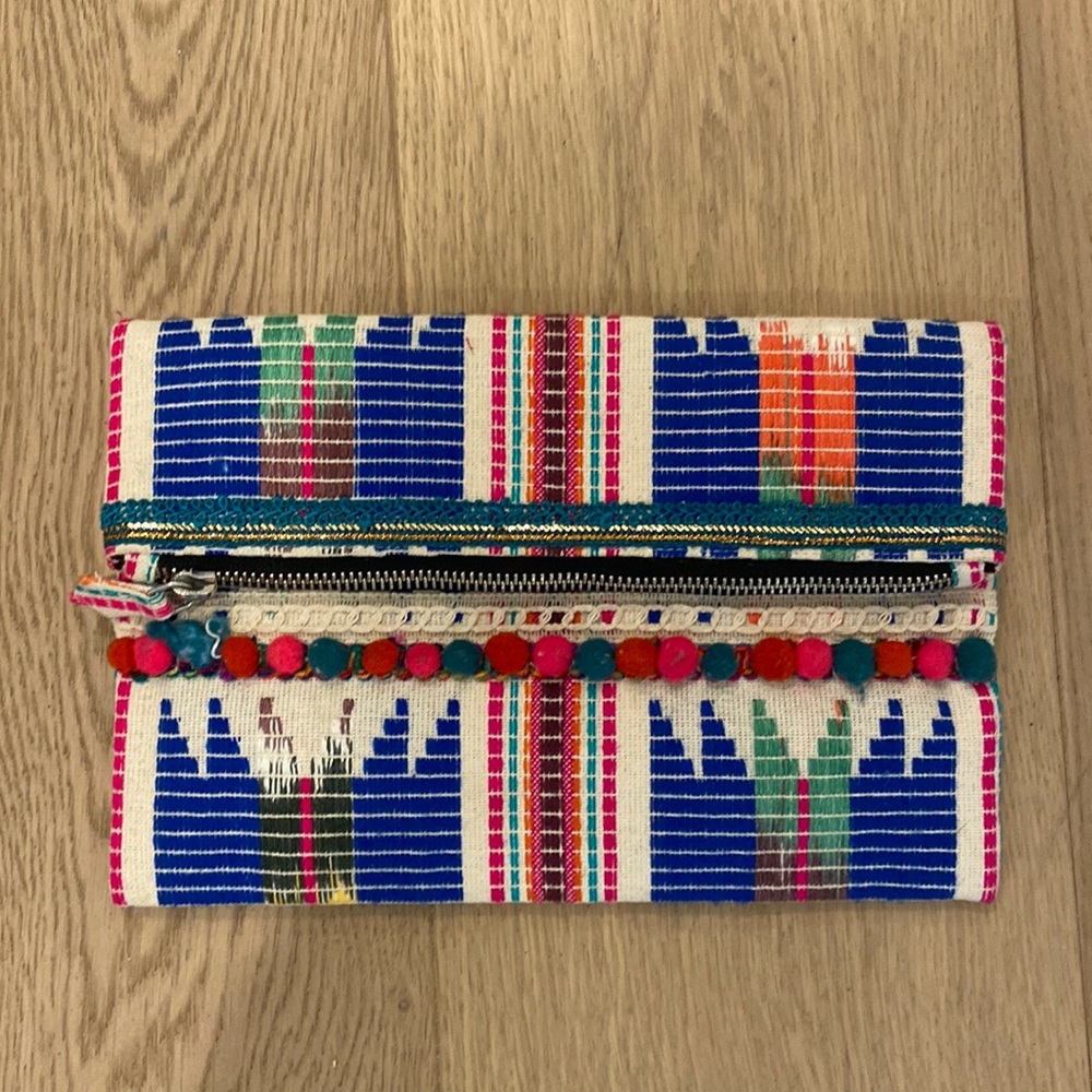 Embroidered clutch